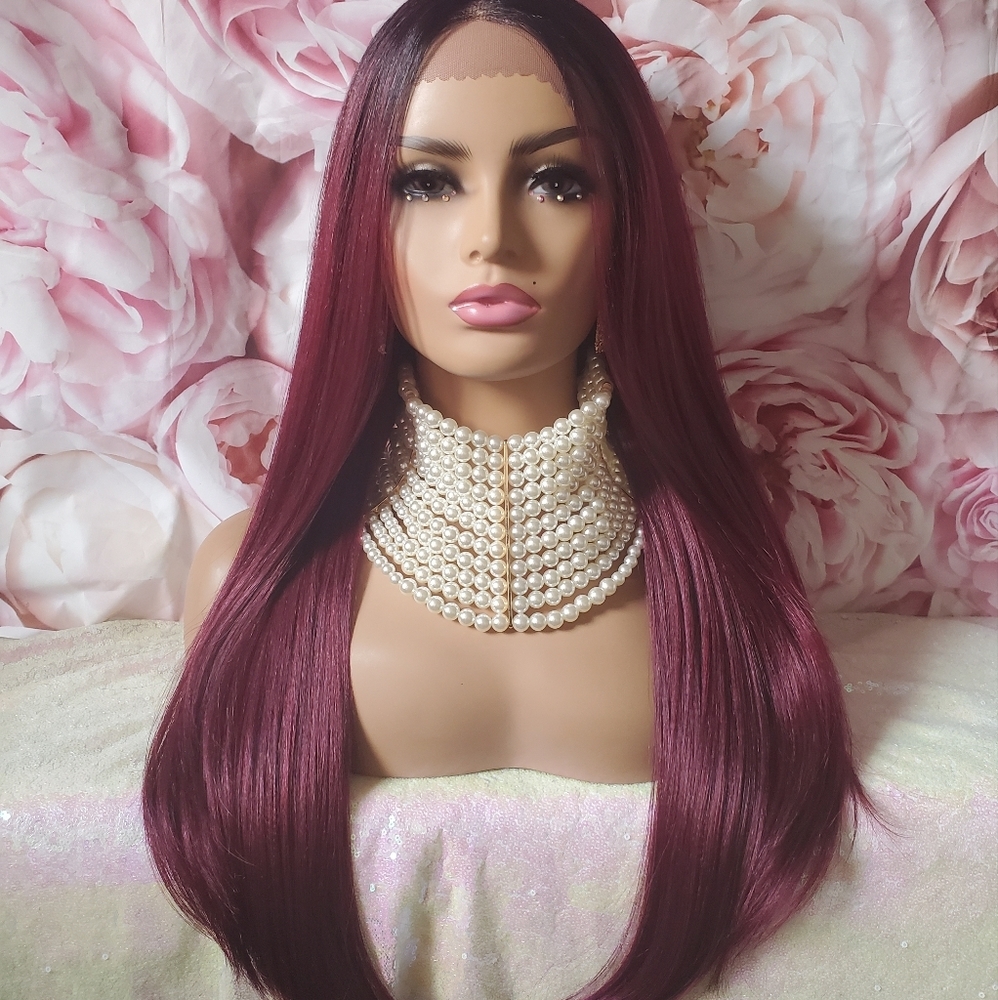 Human hair blend lace front wig